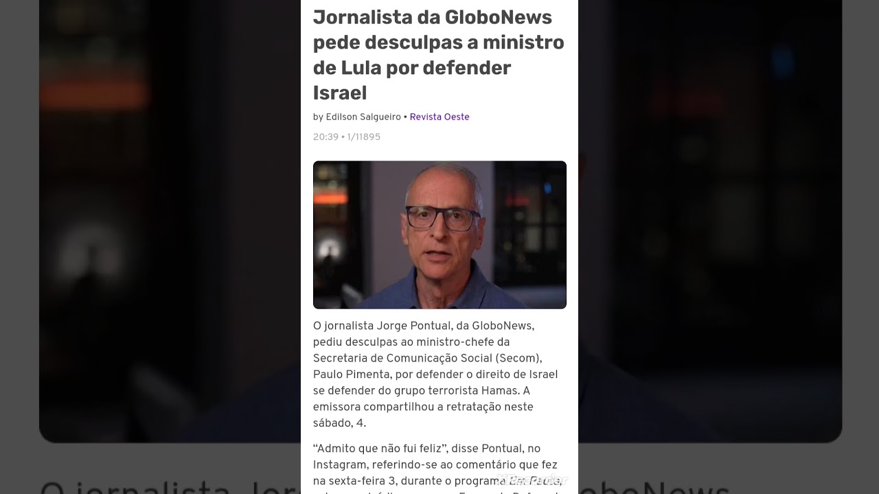 Jornalista da GloboNews pede desculpas a ministro de Lula por defender Israel