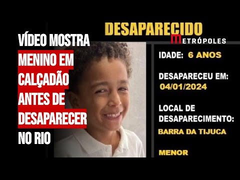Vídeo mostra menino de 6 anos em calçadão antes de desaparecer no Rio