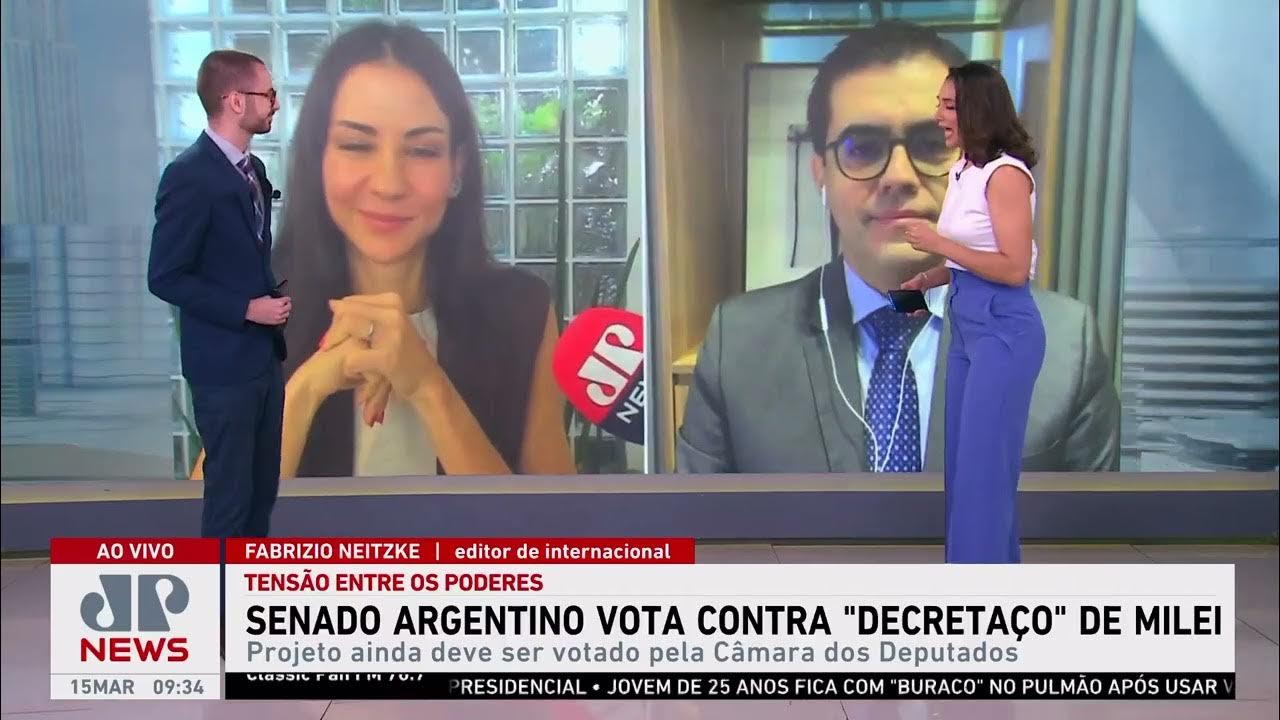 Senado argentino vota contra “decreto” de Javier Milei; Neitzke, Amanda Klein e Vilela comentam
