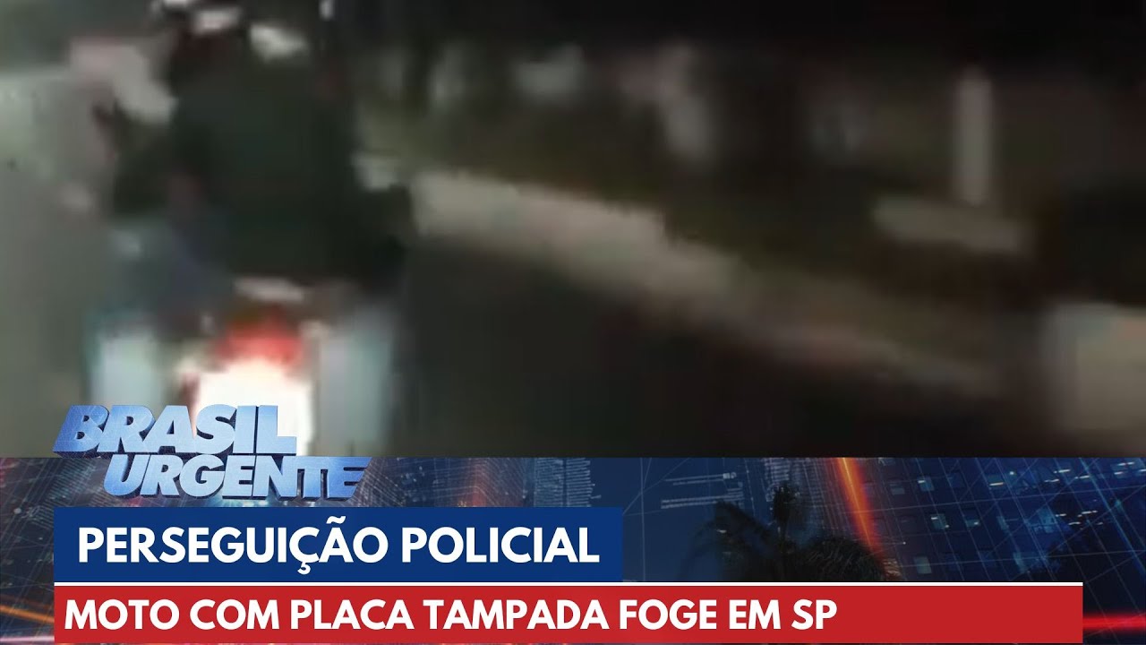PERSEGUIÇÃO POLICIAL: Moto com placa tampada foge em SP | Brasil Urgente
